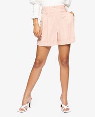 TOPSHOP - Quần shorts nữ xoắn gấu Blush Pink Stripe With Linen