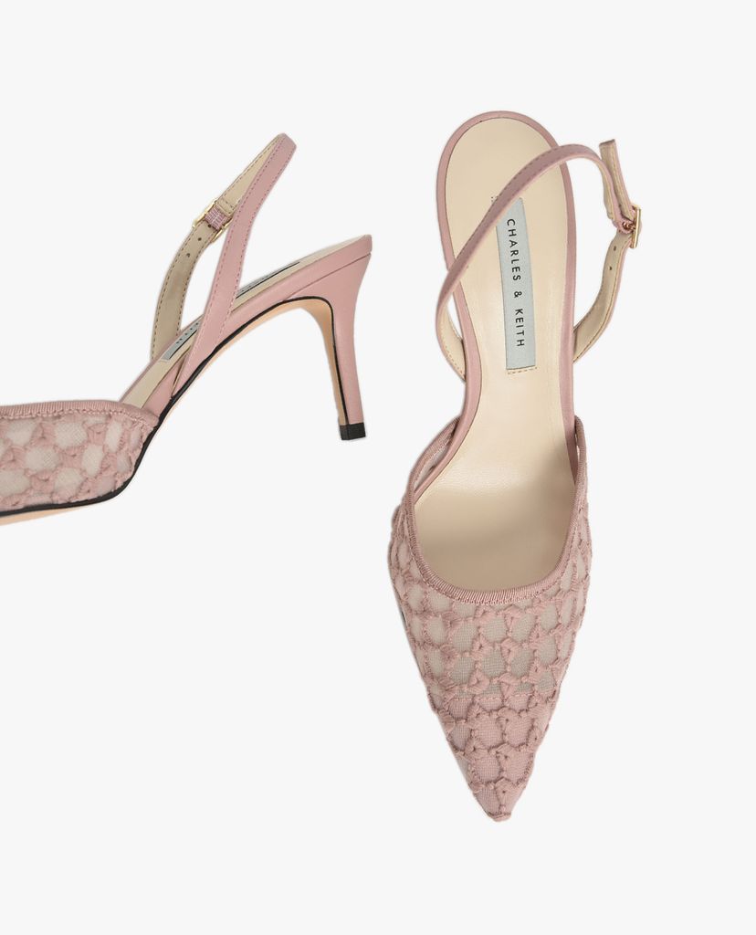 CHARLES & KEITH - Giày cao gót mũi nhọn Lace Slingback