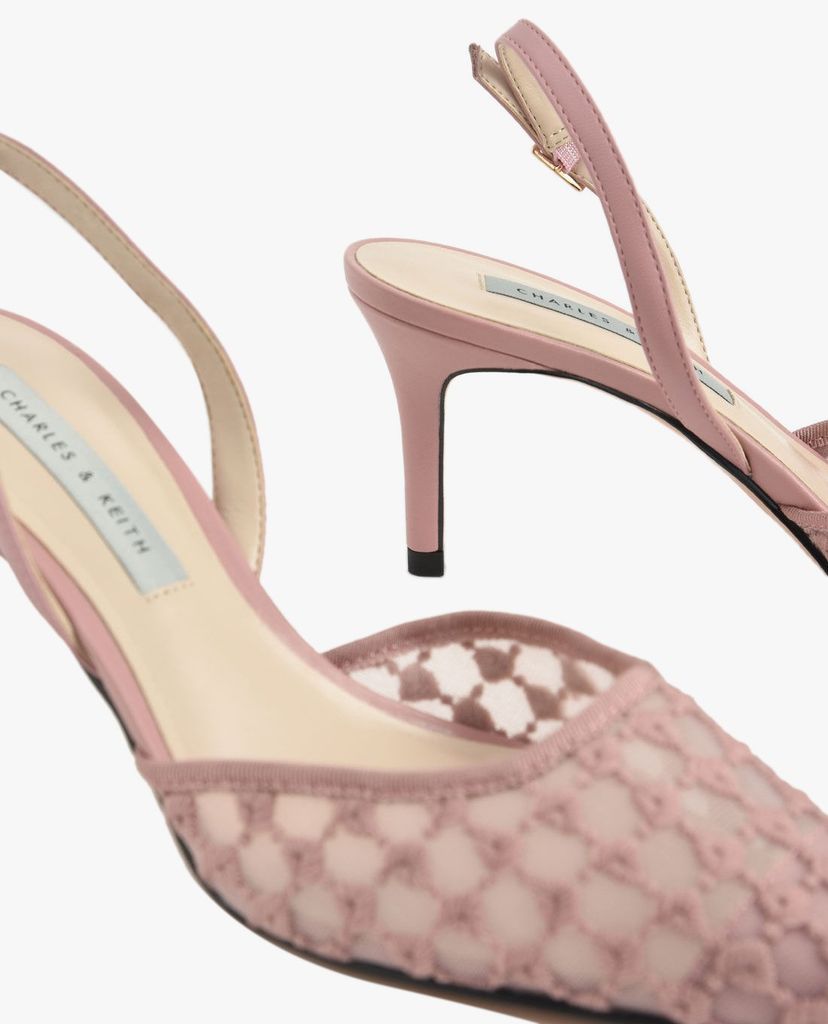 CHARLES & KEITH - Giày cao gót mũi nhọn Lace Slingback