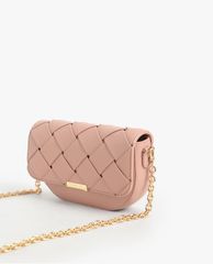CHARLES & KEITH - Túi đeo vai hình bán nguyệt nắp gập Woven