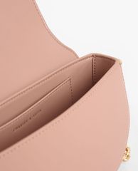 CHARLES & KEITH - Túi đeo vai hình bán nguyệt nắp gập Woven