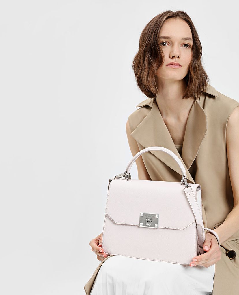 CHARLES & KEITH - Túi xách tay nữ chữ nhật Classic Push Lock
