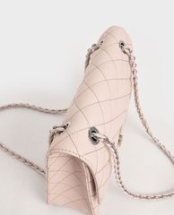 CHARLES & KEITH - Túi đeo vai nữ chữ nhật Quilted Chain Strap