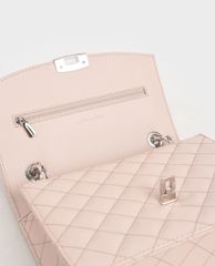 CHARLES & KEITH - Túi đeo vai nữ chữ nhật Quilted Chain Strap