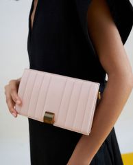 CHARLES & KEITH - Ví cầm tay nữ nắp gập Panelled Metallic Push Lock