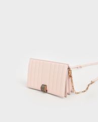 CHARLES & KEITH - Ví cầm tay nữ nắp gập Panelled Metallic Push Lock