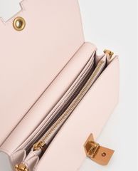 CHARLES & KEITH - Ví cầm tay nữ nắp gập Panelled Metallic Push Lock