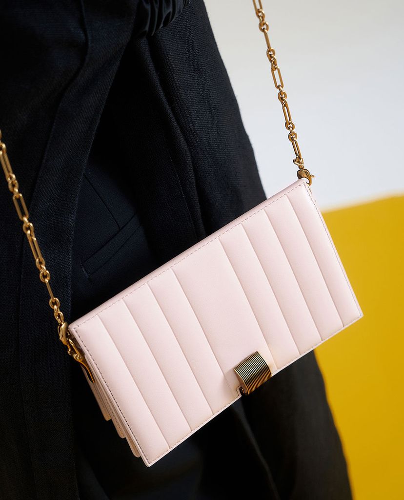CHARLES & KEITH - Ví cầm tay nữ nắp gập Panelled Metallic Push Lock
