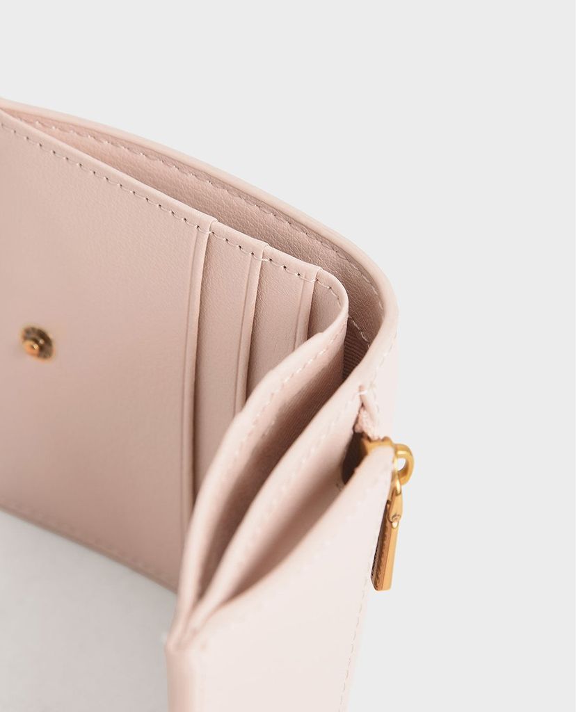 CHARLES & KEITH - Ví nữ mini dạng gập Zip Around