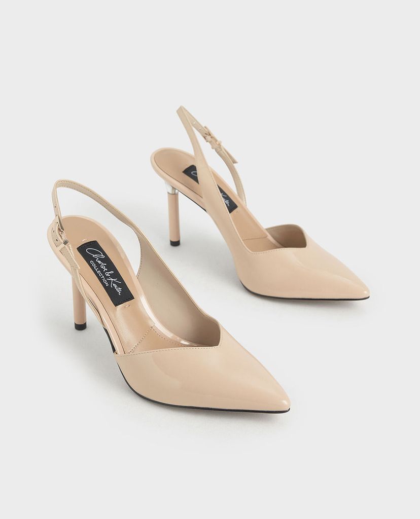 CHARLES & KEITH - Giày cao gót mũi nhọn Patent Leather Half D Orsay