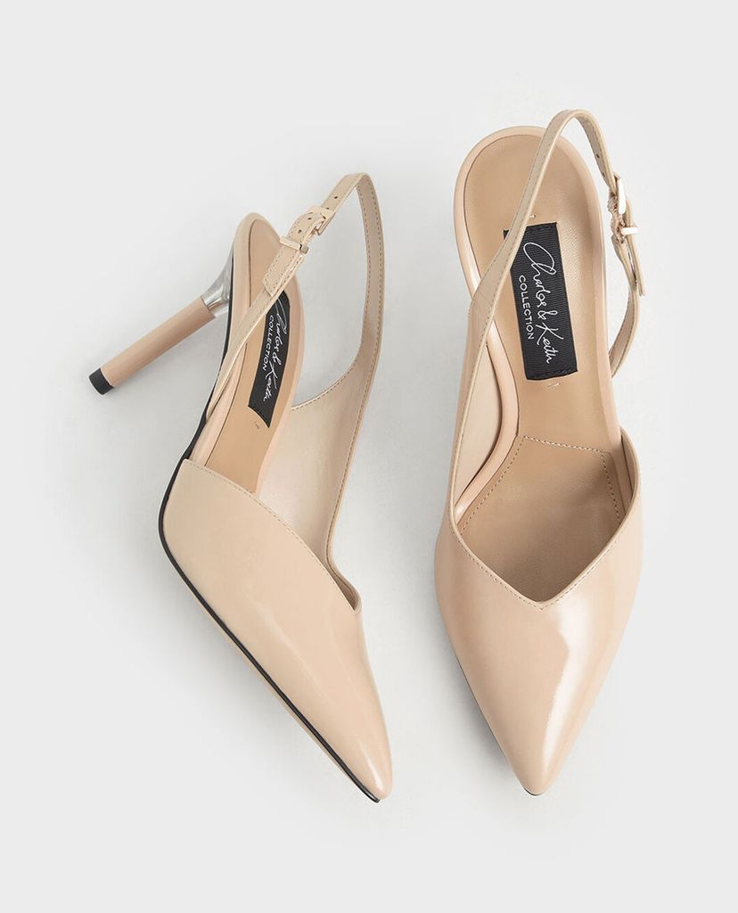 CHARLES & KEITH - Giày cao gót mũi nhọn Patent Leather Half D Orsay