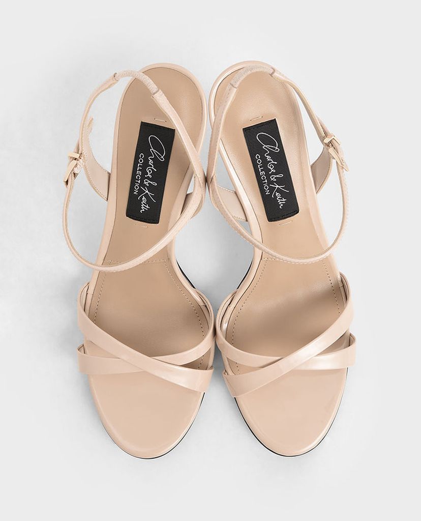 CHARLES & KEITH - Giày cao gót hở mũi Patent Leather Criss Cross