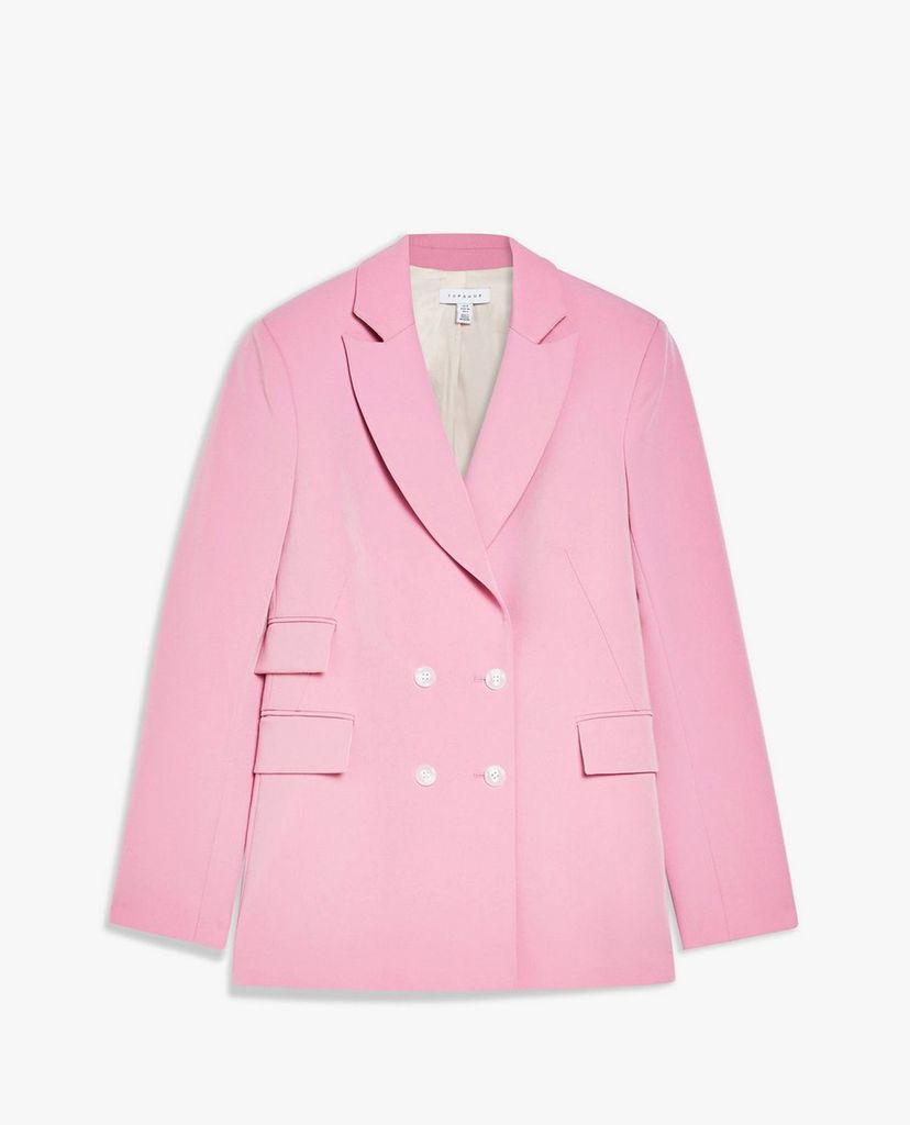 TOPSHOP - Áo blazer nữ tay dài Pink Double Breasted