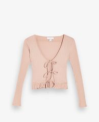 TOPSHOP - Áo cardigan nữ tay dài phối dây PETITE Pink Lace Up