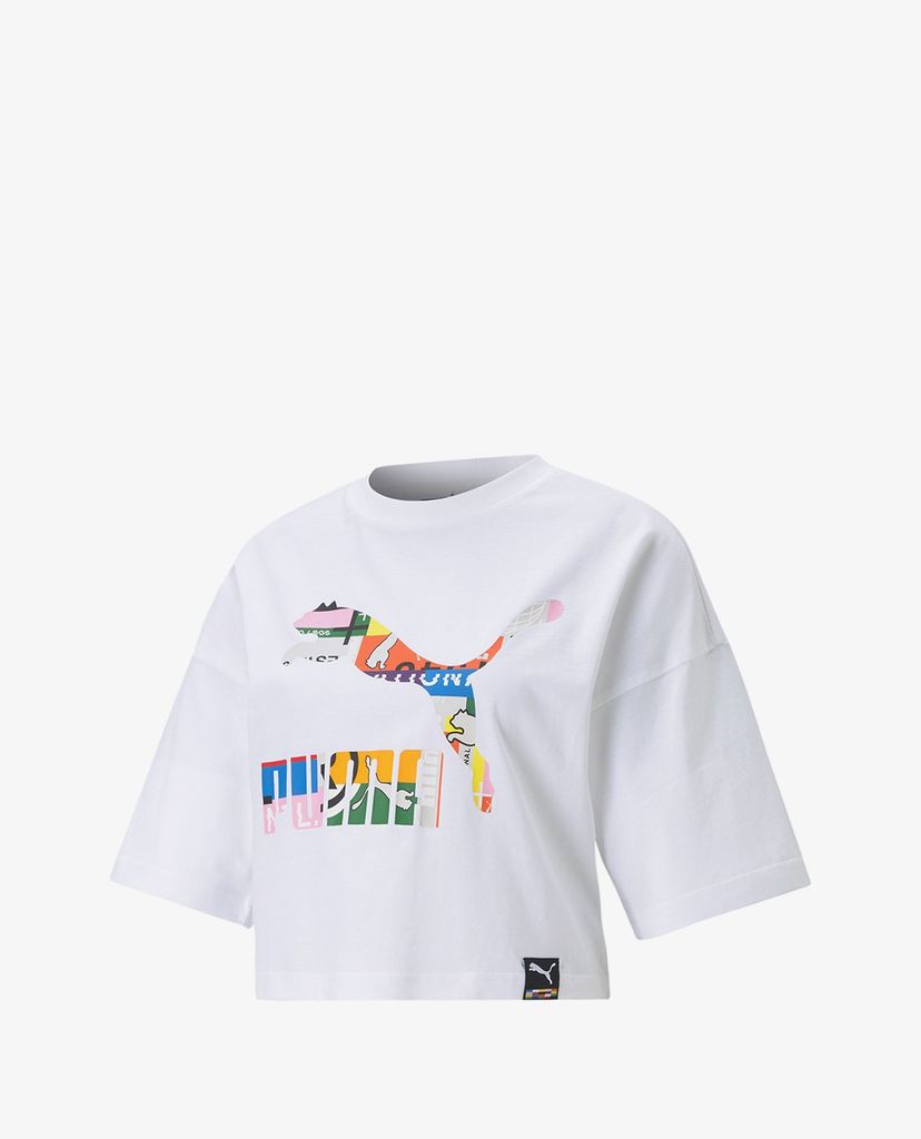 PUMA - Áo croptop nữ cổ tròn ngắn tay Sportstyle INTL Game
