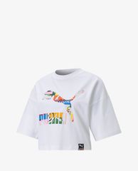 PUMA - Áo croptop nữ cổ tròn ngắn tay Sportstyle INTL Game