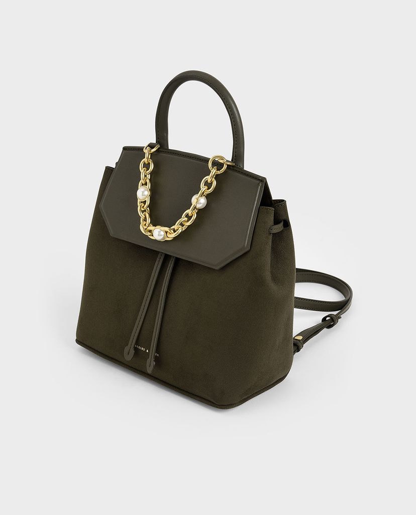 CHARLES & KEITH - Balo nữ rút dây Textured Chain Link