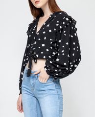 GIGI - Áo croptop nữ tay dài viền bèo Lapel