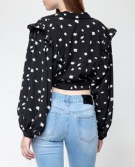 GIGI - Áo croptop nữ tay dài viền bèo Lapel