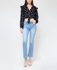 GIGI - Áo croptop nữ tay dài viền bèo Lapel