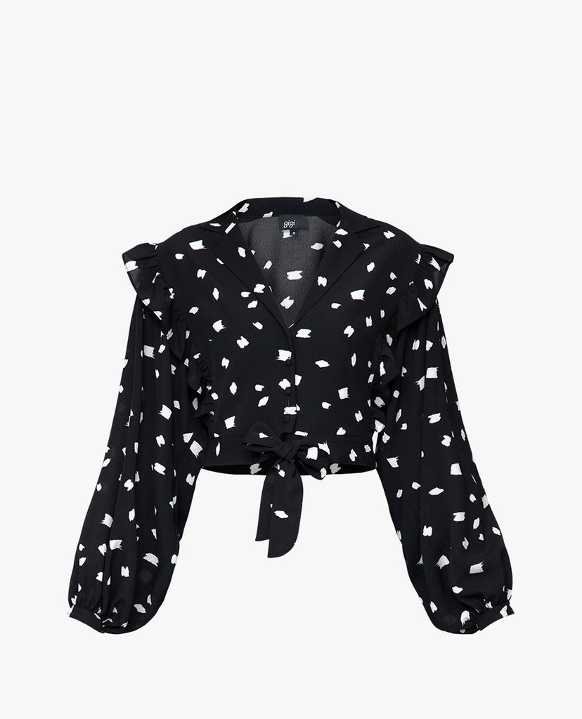 GIGI - Áo croptop nữ tay dài viền bèo Lapel