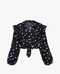GIGI - Áo croptop nữ tay dài viền bèo Lapel