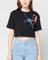 GIGI - Áo thun nữ croptop cổ tròn ngắn tay phối logo Art 2