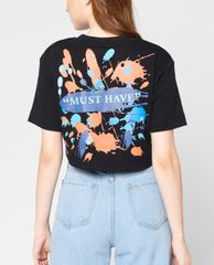 GIGI - Áo thun nữ croptop cổ tròn ngắn tay phối logo Art 2