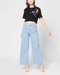 GIGI - Áo thun nữ croptop cổ tròn ngắn tay phối logo Art 2
