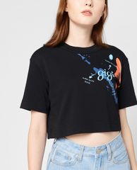 GIGI - Áo thun nữ croptop cổ tròn ngắn tay phối logo Art 2