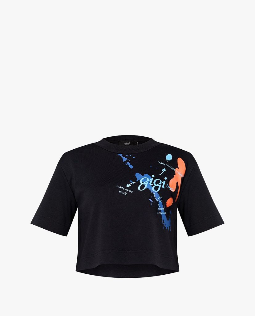 GIGI - Áo thun nữ croptop cổ tròn ngắn tay phối logo Art 2