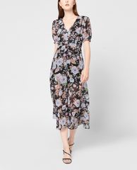 GIGI - Đầm midi cổ V tay ngắn phối họa tiết hoa thời trang SS