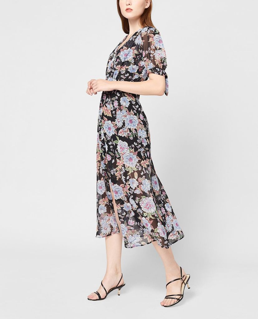GIGI - Đầm midi cổ V tay ngắn phối họa tiết hoa thời trang SS