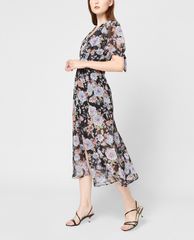 GIGI - Đầm midi cổ V tay ngắn phối họa tiết hoa thời trang SS