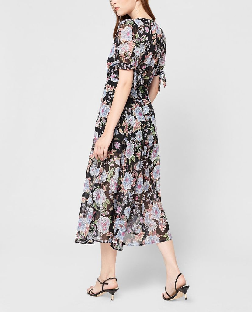 GIGI - Đầm midi cổ V tay ngắn phối họa tiết hoa thời trang SS