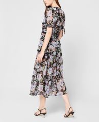 GIGI - Đầm midi cổ V tay ngắn phối họa tiết hoa thời trang SS