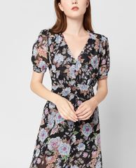 GIGI - Đầm midi cổ V tay ngắn phối họa tiết hoa thời trang SS