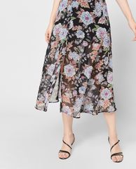 GIGI - Đầm midi cổ V tay ngắn phối họa tiết hoa thời trang SS
