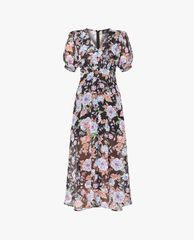 GIGI - Đầm midi cổ V tay ngắn phối họa tiết hoa thời trang SS