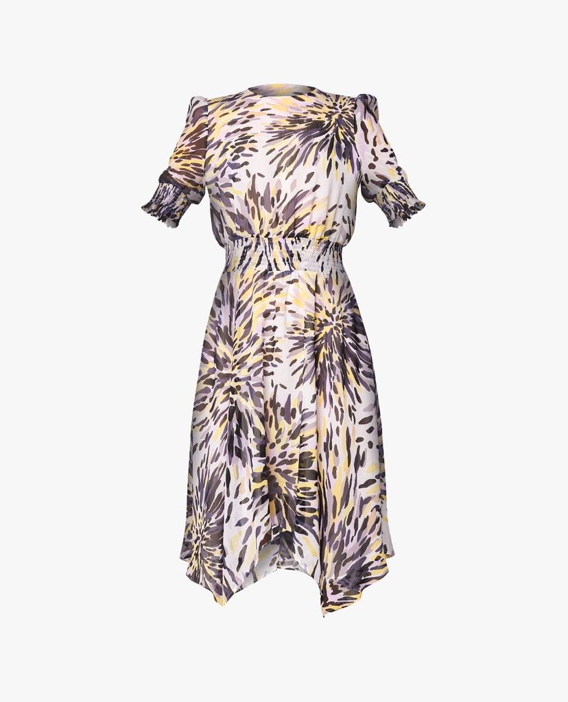 GIGI - Đầm mini cổ tròn ngắn tay Handkerchief