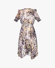GIGI - Đầm mini cổ tròn ngắn tay Handkerchief