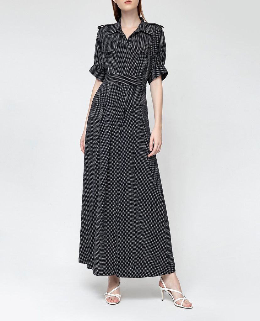 GIGI - Jumpsuits nữ cổ bẻ ống rộng Pokadot