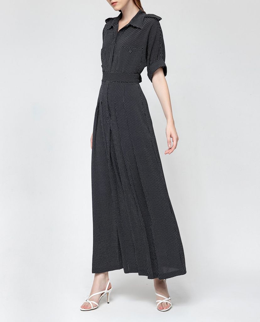 GIGI - Jumpsuits nữ cổ bẻ ống rộng Pokadot