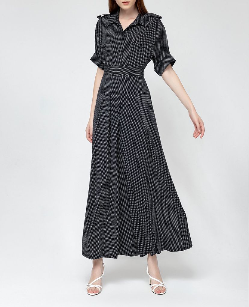 GIGI - Jumpsuits nữ cổ bẻ ống rộng Pokadot