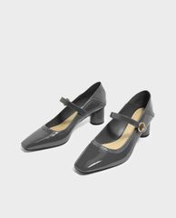 CHARLES & KEITH - Giày cao gót đế vuông Mustard Brogue Detail Mary Janes