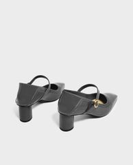 CHARLES & KEITH - Giày cao gót đế vuông Mustard Brogue Detail Mary Janes