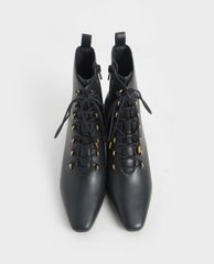 CHARLES & KEITH - Giày boots nữ Metallic Lace Up Ankle