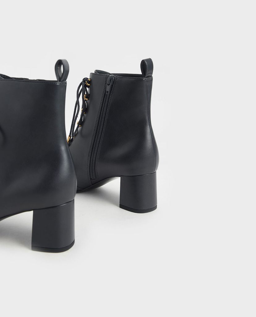 CHARLES & KEITH - Giày boots nữ Metallic Lace Up Ankle