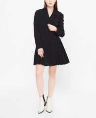 GIGI - Đầm mini cổ V tay dài xếp li phối nút thời trang
