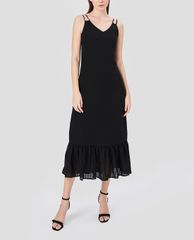 GIGI - Đầm midi hai dây cổ V phom suông